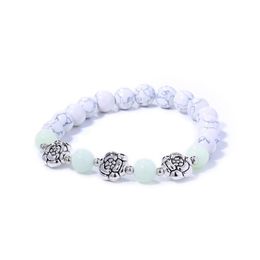 Beaded Natural Stone Strands Bracelets Yoga Healing Luminous Glow In The Dark Bracelet Lotus Charm Beads For Men Women Drop Delivery Dhc7Q