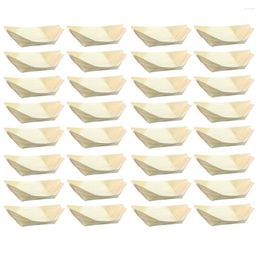 Dinnerware Sets 50 Pcs Sushi Boat Bamboo Serving Tray Dessert Plate Wood Plastic Dishes Disposable