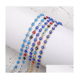 Chain Turkey Evil Blue Eye Bracelet Prayer Jewelry Gold Plated Oval Eyes Charm Bracelets Bangles For Women Gift Drop Delivery Dhjtc