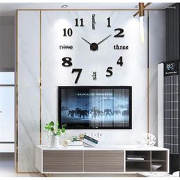 Wall Clocks 3D Acrylic Mirror Creative DIY Luminous Frameless Digital Clock Living Room Home Decor Stickers Silent