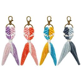 Keychains Lanyards Fashion Hand-Woven Backpack Keychain Chain Creative Colorf Good Luck Mermaid Ornaments For Women Drop Delivery Accessor
