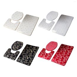 Bath Mats 3 Piece Bathroom Rug U Shape With Toilet Lid Cover