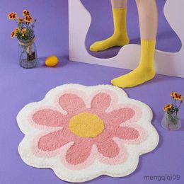 Carpets Flower Rug Super Soft Flocking Plush Floor Rug Living Room Slip Carpet Sofa Bedside Rugs Baby Crawling Mat Doormat Rug R230725