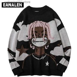 Men's Sweaters Harajuku vintage cartoon anime knitted sweater men winter oversized men's rock hip hop rap pullover women jumper ugly sweater T230724