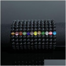 Beaded Strand Black Hematite Opal Bracelet Cats Eye Bead Adjustable Bracelets For Women Men Fashion Jewellery Drop Delivery Dhz2T