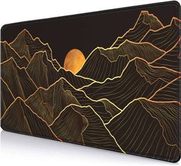 Gaming Large Mouse Pad for Desk Big Size Abstract Golden Mountains Topographic Mouse Pad Non-Slip Rubber Base Computer Mousepad
