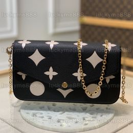 10A Mirror Quality Designers 3 Pieces Felicie Pochette Chain Bag Womnens Envelope Bags Luxury Real Leather Embossed Handbags Black Purse Crossbody Shoulder Box Bag