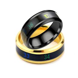 Band Rings Men Women 8Mm Stainless Steel Smart Ring Temperature Intelligent Sensing Titanium Couples Drop Delivery Jewellery Dhxf2