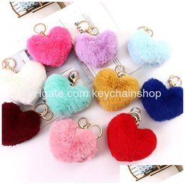 Key Rings Heart Plush Keychain Party Supplies Ladies Bag Decoration Pendant Car Keychains Accessories Drop Delivery Jewelry Dhzj1