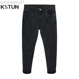 Men's Jeans KN Men Jeans Pants Denim Fashion Desinger Slim Fit Black Blue Gray Jeans for Man Streetwear Casual Men's Clothing Male Jeans L230724