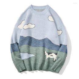 Men's Sweaters Youth Men Cows Vintage Winter 2023 Pullover Mens O-Neck Korean Fashions Man Casual Harajuku Clothes W1427