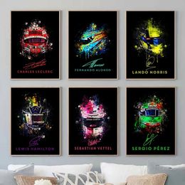 Motorcycle Helmet Canvas Painting Popular Racing Cars Posters And Prints Wall Picture Art For Home Living Room Boy Bedroom Decor Painting Posters Gift For Friend W06