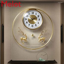 Wall Clocks Chinese Luxury Clock Style Living Room Pure Copper Household Light Creative Fashion