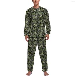 Men's Sleepwear Retro Paisley Pyjamas Floral Print Man Long-Sleeve Cute Pyjama Sets 2 Pieces Sleep Spring Design Home Suit Gift Idea