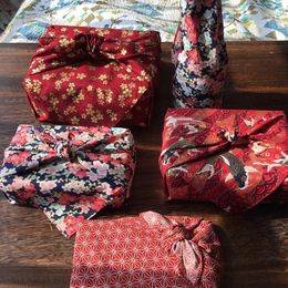 Gift Wrap Japanese Style The Cloth Cotton Classic Tradition Cherry Wave Printed Blossom Box Packaging Many Uses