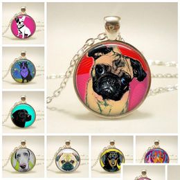 Pendant Necklaces Wholesale Glass Cabochon Necklace For Lovers Bldog Jewellery Dog Handmade Massive Animal Drop Delivery Pendants Dhmka