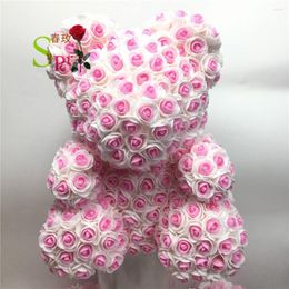 Decorative Flowers SPR 25cm 40cm Soap Foam Rose Bear Teddy Pink Artificial Flower Year Gifts For Women Valentine's Gift