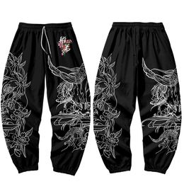 Men's Pants Joggers Harajuku Sweatpant Fashion Men Pocket Cargo Pants Hip Hop Black Print Trousers Sweatpants 230724