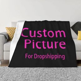 Blankets Personalised Custom Po Logo Blanket Warm Fleece Soft Flannel Customised DIY Print Throw For Bedding Sofa Car Autumn