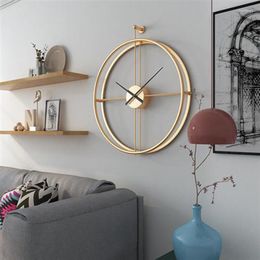 Wall Clocks Modern Large Clock Mechanism Models Round Nordic Metal Luxury Black Duvar Saati Home And Decoration AB50WC