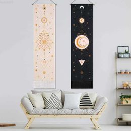 Decorative Objects Figurines Boho Black Tarot Astrology Sun Tapestry Wall Hanging Moon Phases Bedroom Bohemian Home Decor Paintings With Tassel L230724