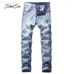 Men's Jeans Silentsea High Quality Fashion Men Straight Pants All Season Casual Loose Brand Male Repaired Student Jeans1 L230724