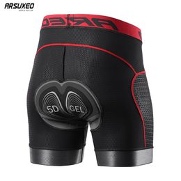 ARSUXEO Cycling Shorts Men 5D Gel Pad Cycling Underwear Bicycle MTB Clothing Bike Shorts Shock Absorption Riding Downhill