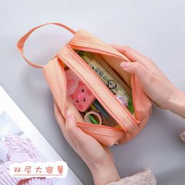1pc/lot Colourful Large Capacity Pencil Cases Bags Creative Korea Fabric Pen Box Pouch Case School Office Stationary Supplies