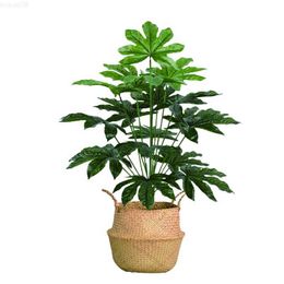 Decorative Objects Figurines Large Tropical Artificial Trees Fake Ficus Lyrata Plants Faux Monstera Plastic Leaves for Home Indoor Decoration L230724