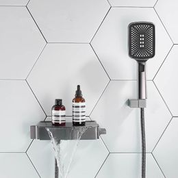 Gri küvet duş seti duvar monte siyah küvet musluk banyo soğuk ve sıcak beyaz banyo ve duş mikseri musluklar pirinç