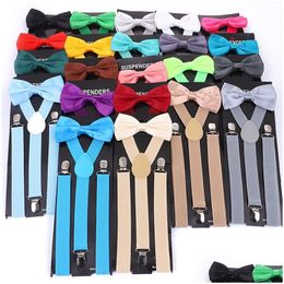 Suspenders Personalized Adt Suspender With Bowtie Fashion Men Bow Tie Set Women Braces Girls Adjustable Wedding Ties Accessories Dro Dhynw