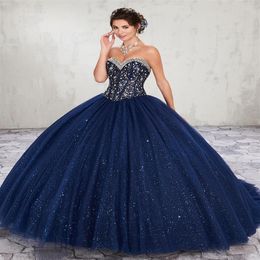 Shinning Navy Blue Quinceanera Dresses Sweetheart Crystal Beaded Special Occasion Prom Dress 2020 Wine Red Dance Prom Dresses Cust288g