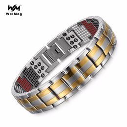 WelMag Fashion Jewellery Healing FIR Magnetic Bracelets Titanium Bio Energy Bracelet For Men Blood Pressure Accessory Wristband295s