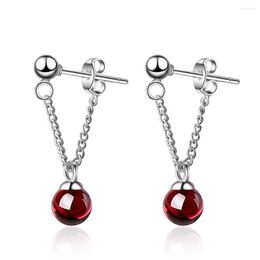 Dangle Earrings Real S925 Sterling Silver Origin Garnet Drop Earring Aros Mujer Oreja Red Gemstone 925 Jewelry Orecchini Females