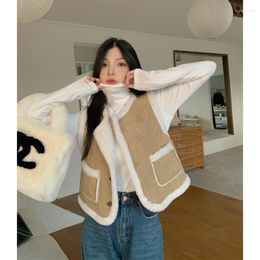 Women's Vests Thickened Warm Lamb Fur Vest Coat 2023 Autumn And Winter Chic One Furry Women Korean Simple Niche Tops Female