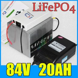 84V 20AH LiFePO4 Battery Pack 1200W Electric bicycle Scooter lithium battery + BMS + Charger Free Shipping