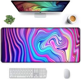 Colorful Marble 2 Mouse Pad Full Desk XXL Extended Gaming Mouse Pad 35.4X 15.7 In Waterproof Desk Mat Stitched Edge Non-Slip