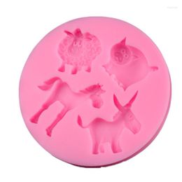 Baking Moulds Retail Wholesale Silicone Cake Mould Farm Animal Horse Sheep Donkey Fondant Decorating Tools Bakeware D116