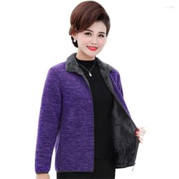 Women's Hoodies 2023 Autumn Winter Jacket Stand Collar Add Velvet Warm Sweatshirt Hoodie Thick Coat Middle-Aged Elderly Outerwear