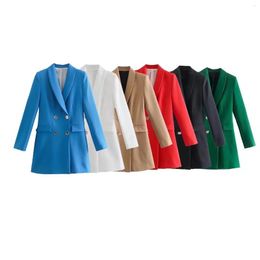 Women's Suits Spring Amazon European And American Wholesale Solid Double Breasted Temperament Blazer