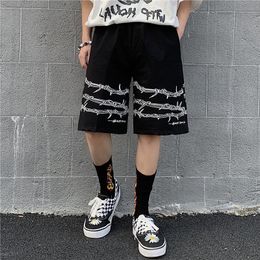 Mens Shorts Harajuku Streetwear Iron Chain Pattern Jogger Men And Women Hip Hop Skateboard Summer Elastic Waist 230724