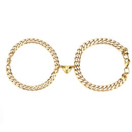 Chain Creative Love Link Bracelet Personality Heart Shape Pandent Magnet Attracting Pair Of Couple Bracelets Jewellery Gift 2Pcs/Pair Drop Del