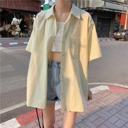 Women's Blouses Short Sleeve Fashion Woman Blouse 2023 Loose Shirts & Cute Clothes Summer Cotton Shirt Elegant Social Top Youth