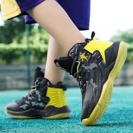 Teenagers Sports Shoes Children Basketball Shoes High Top Non-slip Boys Kids Sneakers Student School Basket Training Shoes