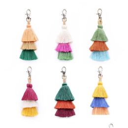 Keychains Lanyards Mitlayers Cotton Thread Fashion Bag Pendant Accessories Tassel Keychain Beautif For Decoration Drop Delivery