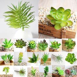 Decorative Flowers 5 Pcs/Lot Green Flocking Artificial Succulents Plants DIY Home Garden Decoration Flower Arrangement Accessories Planta