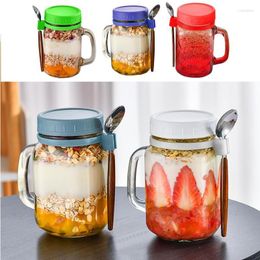 Storage Bottles Overnight Oats Container With Lid Salad Jar Spoon Food Milk Vegetable And Fruit