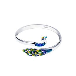 Bangle Colorf Peacock Bird Cuff Dragon Drip Oil Phoenix Animal Bracelet For Women Girls Jewellery Accessories Gift Drop Delivery Bracelets