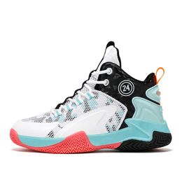 Kids Basketball Shoes Gym Sneakers Older Children Boy Light Running Shoes Breathable Shock Absorption High Top Sports Ball Shoes