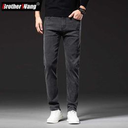 Men's Jeans 2023 Spring New Men Regular Fit Smoke Grey Jeans Classic Style Business Fashion High Elasticity Denim Pants Male Brand Trousers L230724